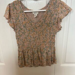 Women's Floral Top - Pink and Green